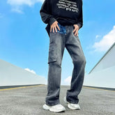 Threebooy Fashion Vintage Black Baggy New Cargo Jeans Pants For Men Clothing Straight Luxury Cotton Trousers Pantalon Homme
